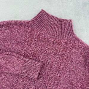 Pendleton Cable Knit Mock Neck Sweater Purple Merino Wool Blend Women M